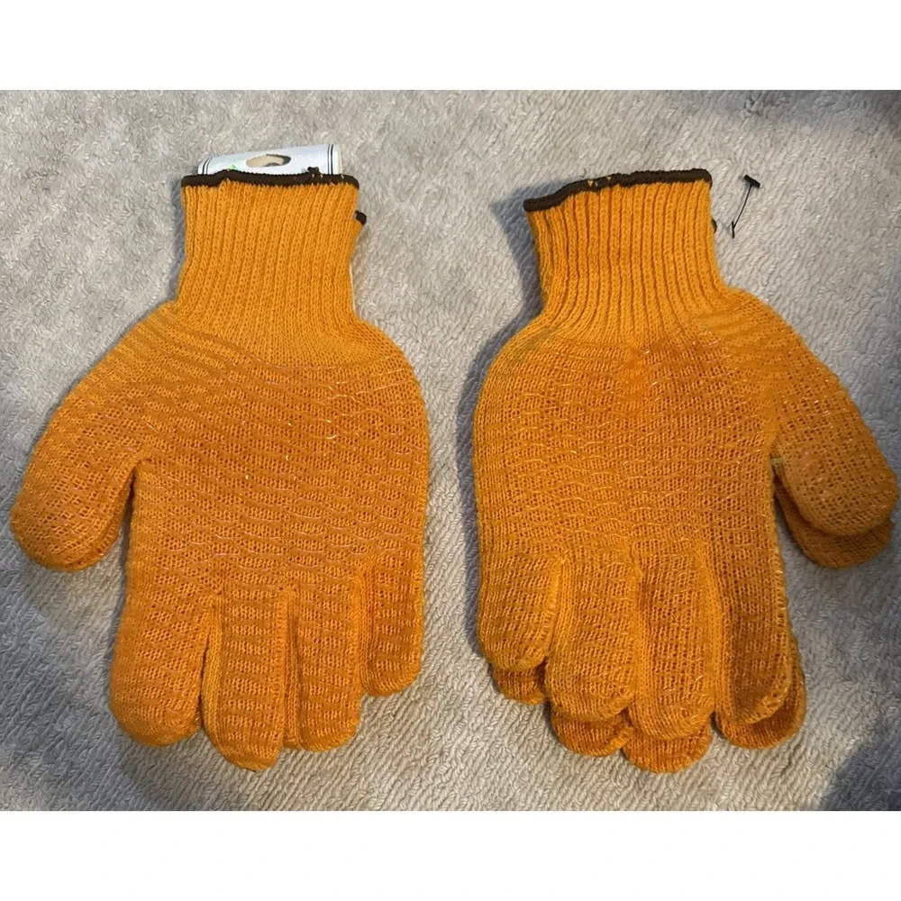 Rugged Wear String Knit PVC Grip Gloves Orange Large 660-2005 Work Safety
